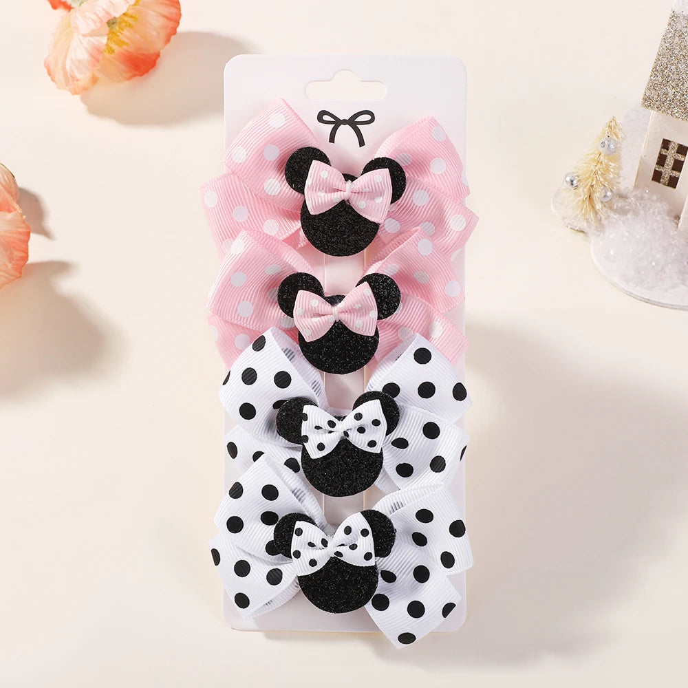4Pcs/lot Baby Girl Lovely Polka Dot Bow Hair Clips for Hair kids Cartoon Hairpins Boutique Dress Hair Accessories Gift Set