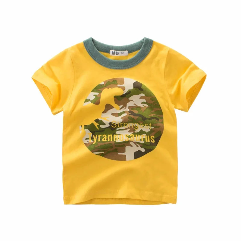 2 3 4 5 7 9 Years Summer Baby Boys Short Sleeve T-shirt Children Kids Cotton Cartoon Tops For Little Boys KF1022