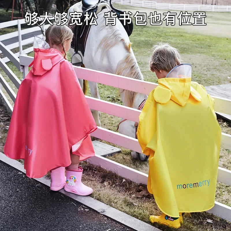 Cute Polyester Baby Raincoat, Outdoor Waterproof Rain Coat, Children's Impermeable Poncho, Boys' Girls' Rain Jacket, Yellow