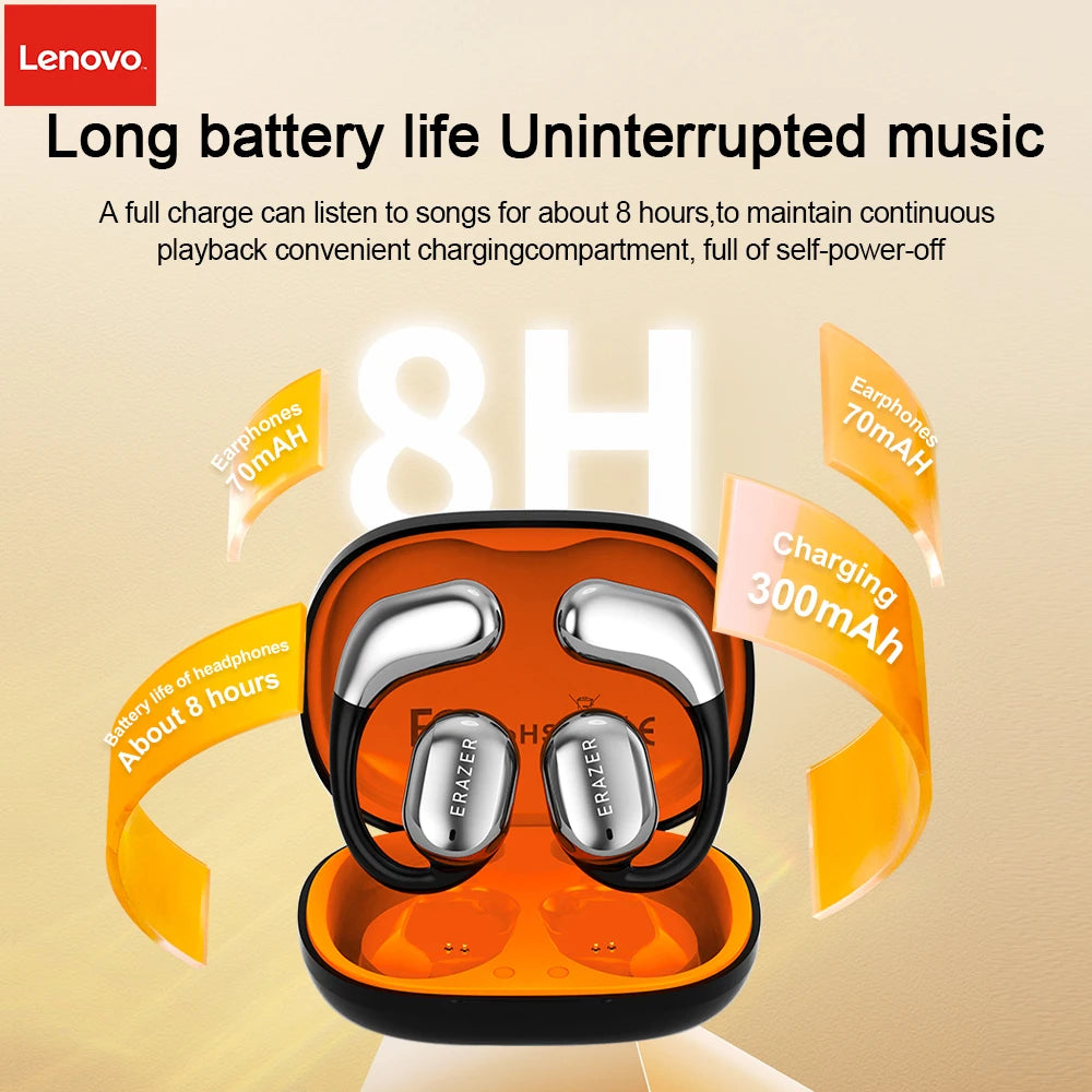 [AI Earphone]Lenovo Wireless Hanging Ear Headphone QT02 Real Time Translator With Touch Screen Charging Case Earbud for Business