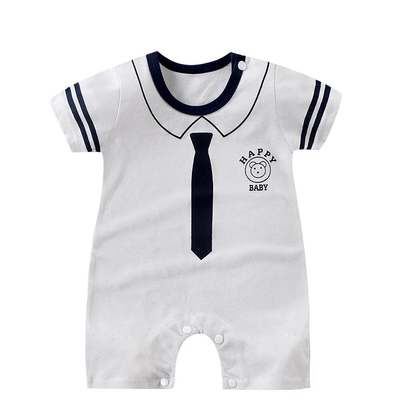 Summer 3-24 Months Baby Boys Girls Romper Infant Jumpsuit Cartoon Short-sleeved Climbing Pajamas Cotton Toddler Clothes