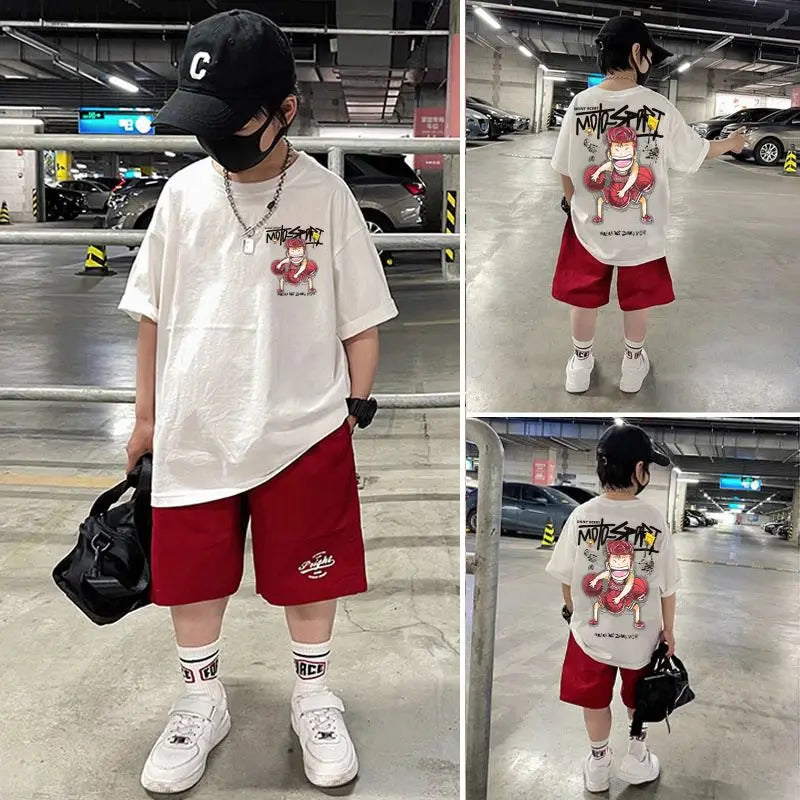 Shohoku Cotton Boys Clothes Sets Summer T-Shirt + Short Pants 2PCS Slam Dunk Sport Basketball Kids Clothing Children Outfits
