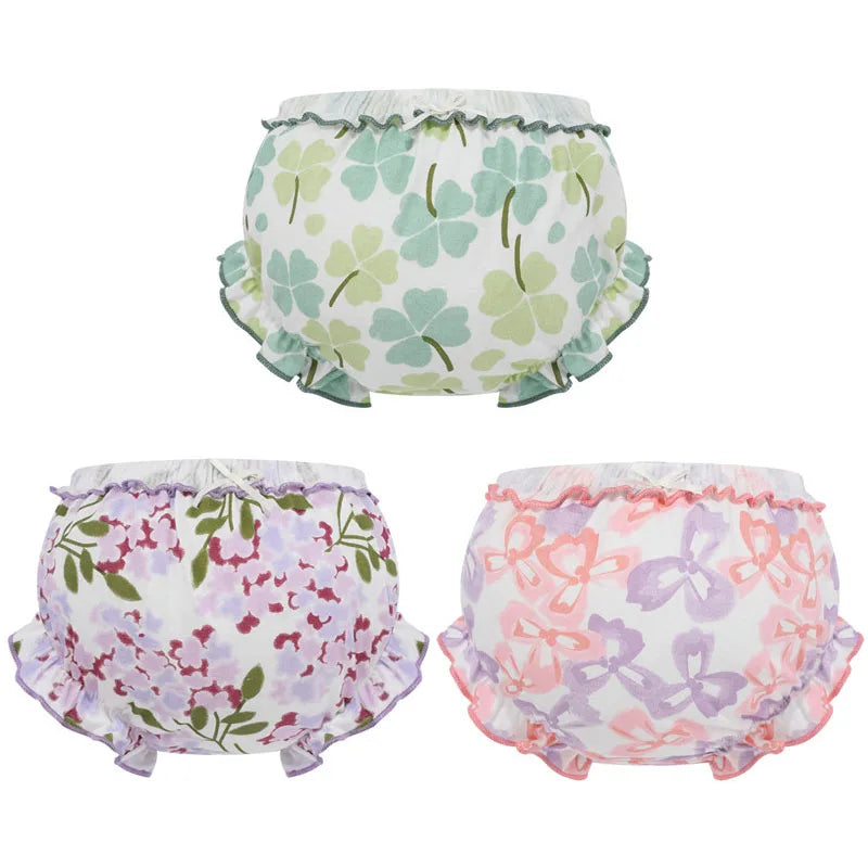 3 Piece/Lot 100%Cotton Baby Girl Panties Kids Infant Newborn Bow Underpants Wear Outside Fashion Shorts For Children Soft Briefs