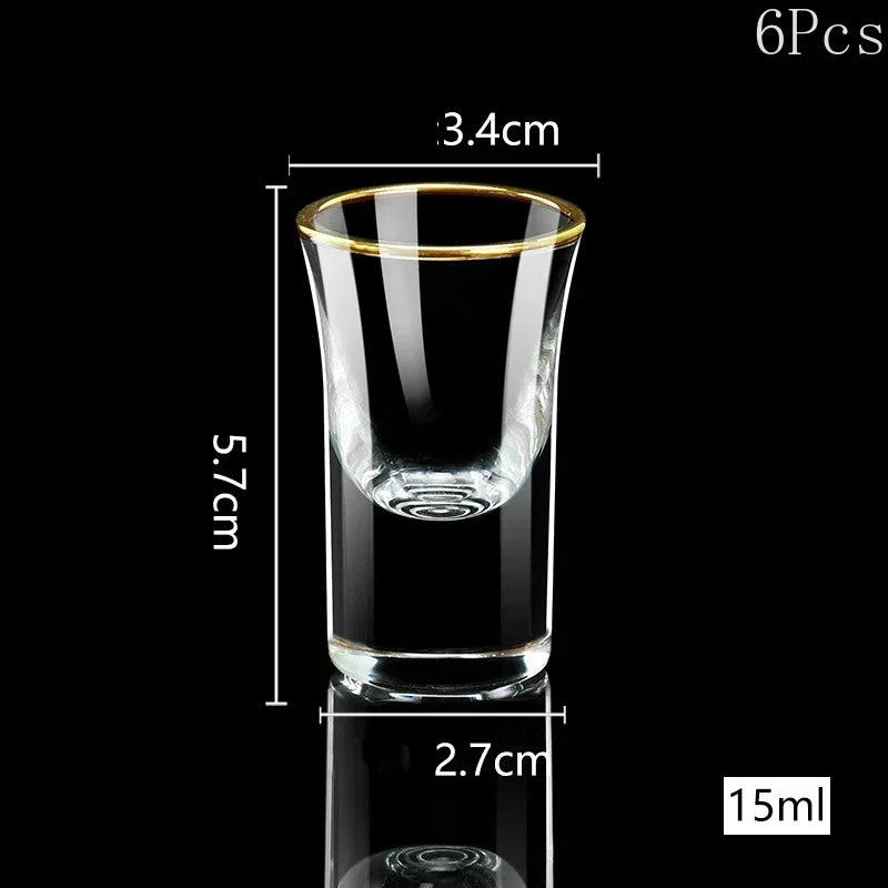 6Pcs Crystal Vodka Shot Glass 0.5oz Mini Size Gold Leaf Wine Glasses Spirits Japanese Sake Korean Soju Brandy Shot Cup