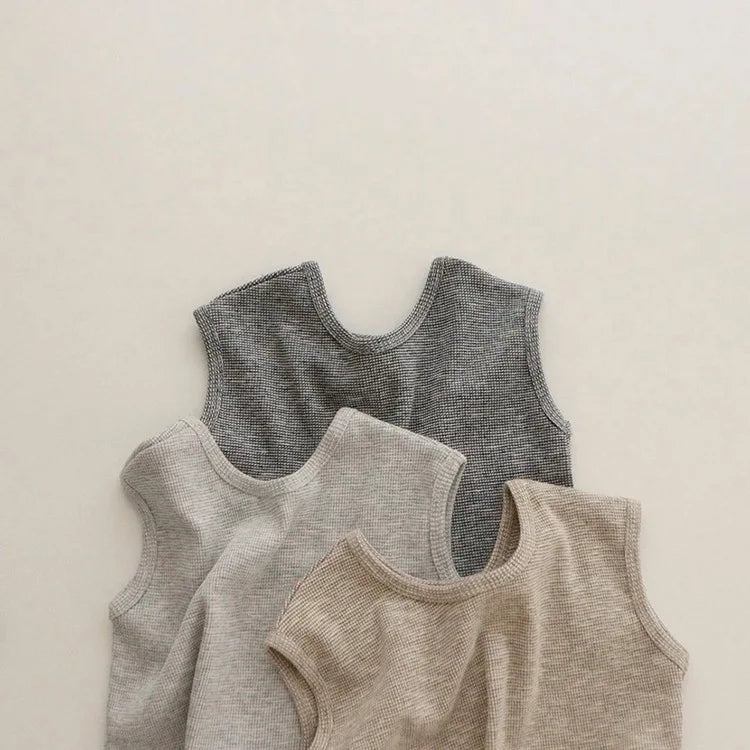 2025 Summer New Baby Sleeveless Breathable Clothes Set Cotton Kids Pajamas Set Infant Vest Shorts 2pcs Suit Solid Baby Outfits