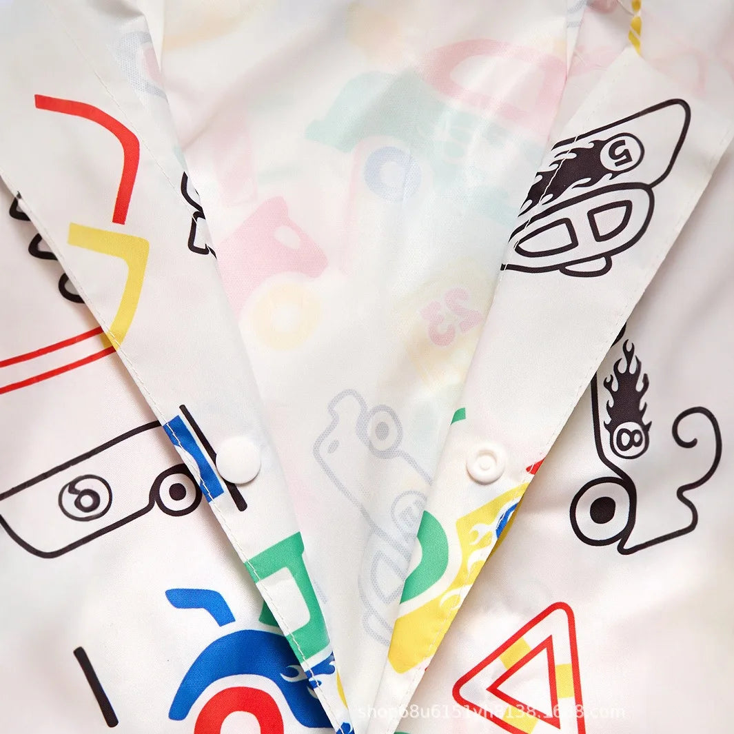 Cute Kids Raincoat - Lightweight &amp; Breathable, Cartoon Car Pattern, Waterproof Children's Rainwear