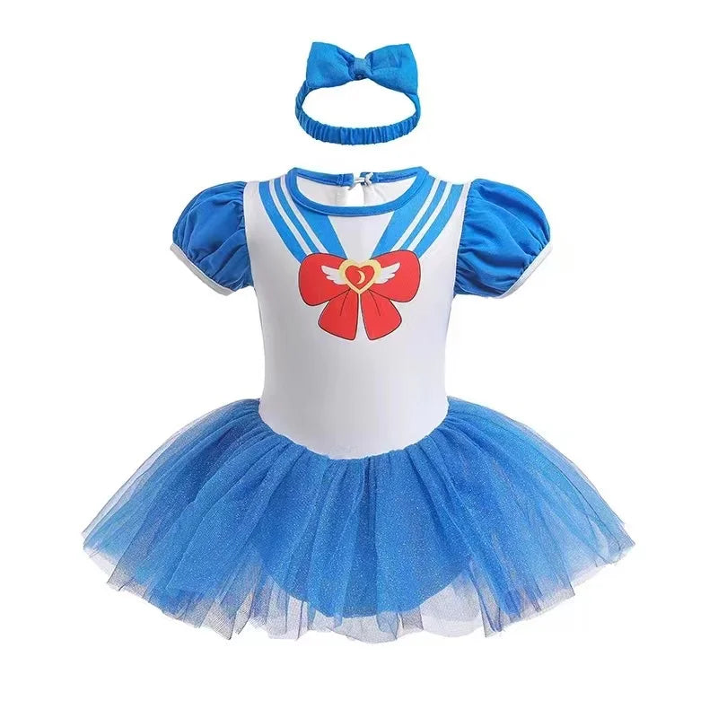 Baby Romper TUTU Dress With Headband Infant Baby Princess Girl Clothes Size 3-18M Cute Design Baby Dress Party Costumes