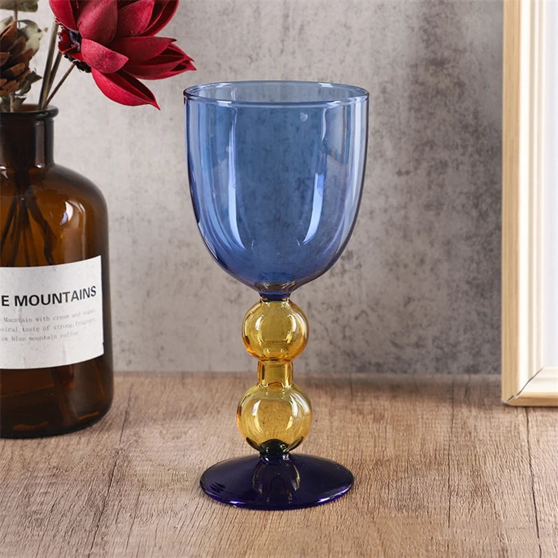 Creative Stained Glass Goblets Contrast Color Wine Glasses Ins Style Simple Home Wine Glasses Drink Cups