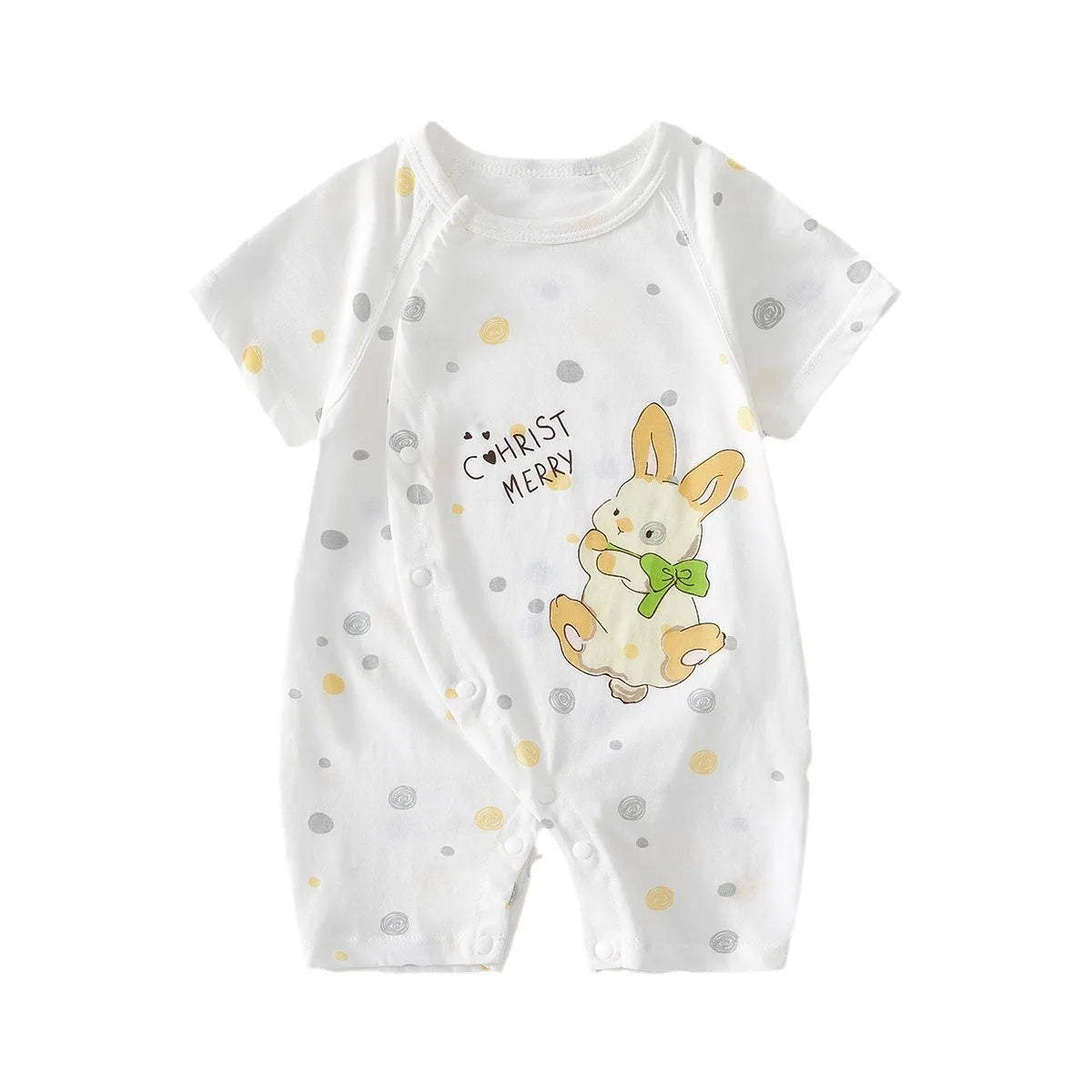 Newborn Baby Summer Onesie Pure Cotton Clothes Boys Girls Cute Printed Short Sleeve Romper Infant Loungewear Trend