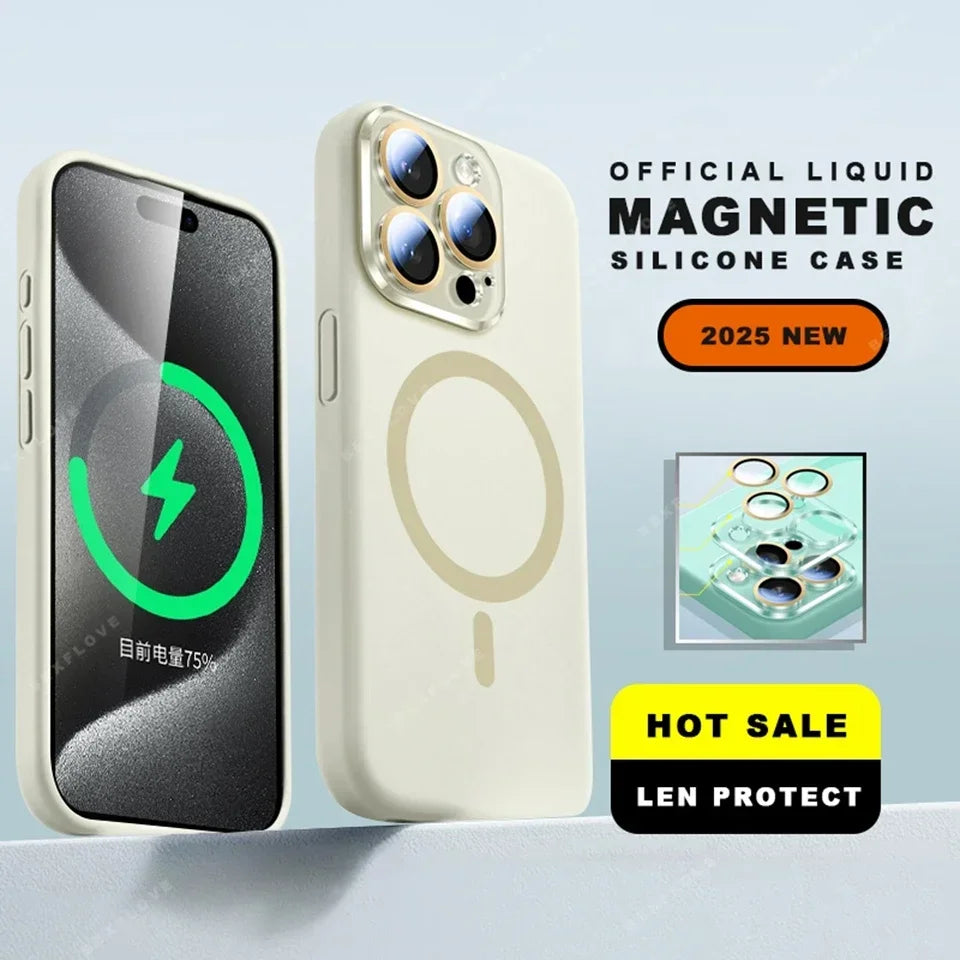 Lanyard Magnetic Phone Case For iPhone 15 14 16 Plus 11 12 13 16 Pro Max Magsafe Liquid Silicone Strap Charge Protector Cover
