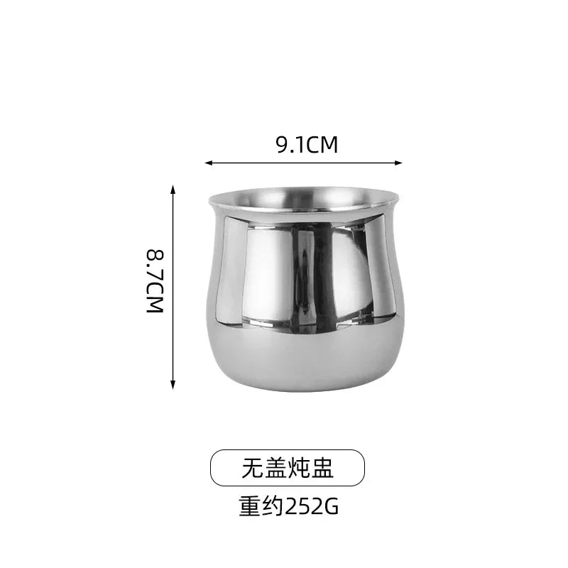 304 Stainless Steel Mini Soup Pot with Lid Double Handle Stock Pots Cookware for Single Person Household Kitchenware