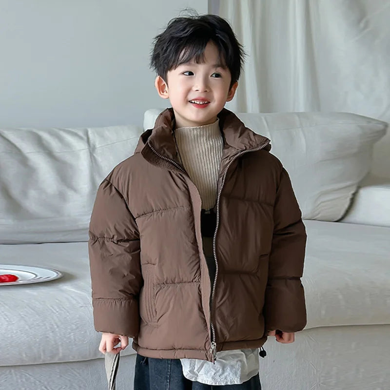 Boys Hooded Down Coats New Teenager Fashion Parkas New Kids Girls Winter Warm Jackets Children Thicken Windproof Outerwear
