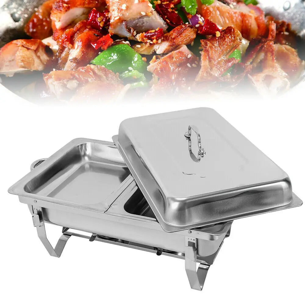 7.5L Chafing Dish Buffet Set, Dual Compartment Dining Stove, Stainless Steel Chafer, Catering Server, Food Warmer Container with Lid