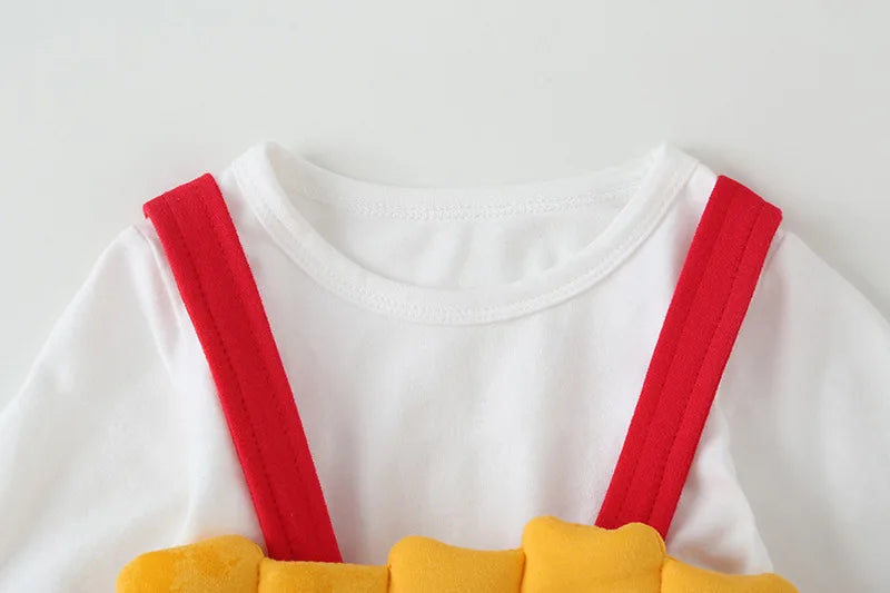 0-3T Ins Baby Romper with Hat Boys Girls French Fries Onesie M Cartoon Newborn Infants Cotton Clothes Baby's Photography Outfit