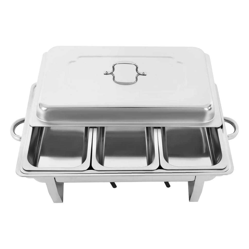 3-Piece Chafing Dish Buffet Set, Three 2.5L/0.66Gal Buffet Servers &amp; Food Warmers, Rectangular, Stainless Steel