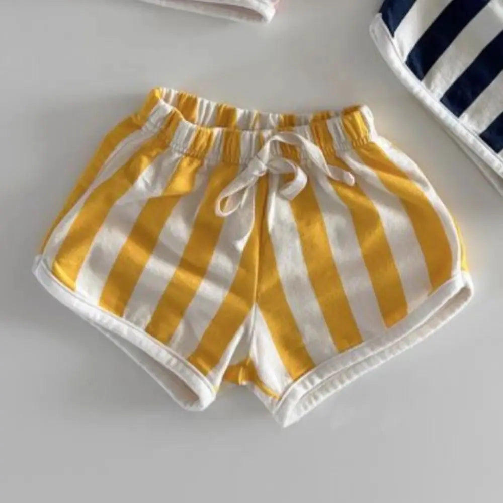 2025 Summer New Baby Cotton Shorts Candy Color Infant Boy Girl Striped Beach Shorts Toddler Casual Versatile Holiday Clothes