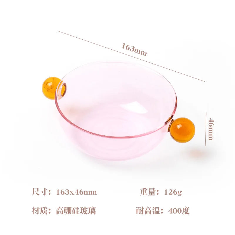 Round Bowl Goblet Dessert Glass Mug S-shaped Cup Stem Ice Cream Bowl Cup Milkshake Dessert Cup Colored Borosilicate Glass