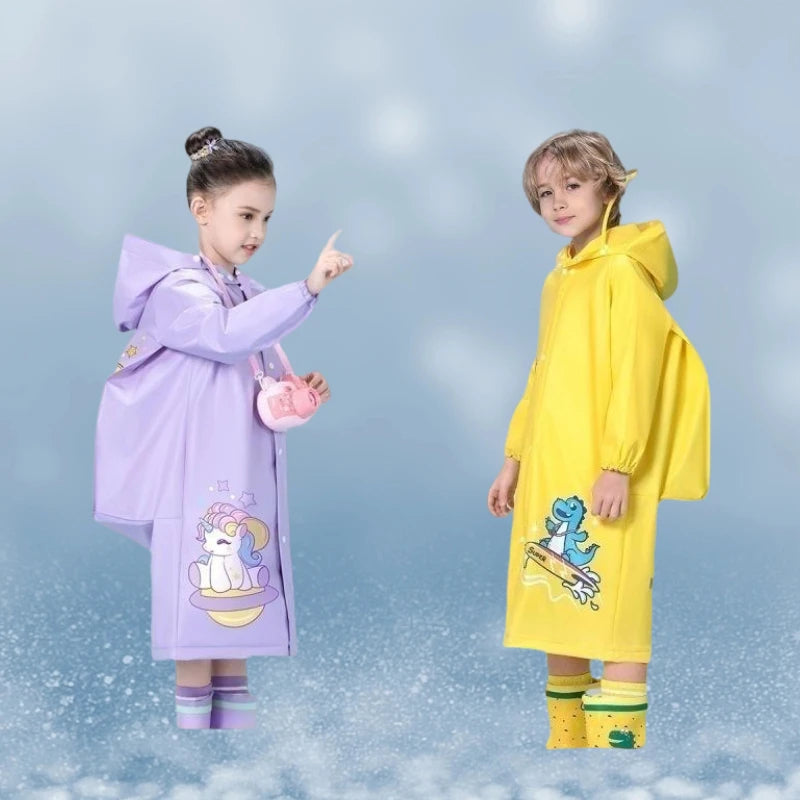 Children's Raincoat, Kids Waterproof Rain Poncho, Full Coverage, High-Quality Raincoat, Student Boys Girls Backpack Travel Rainwear