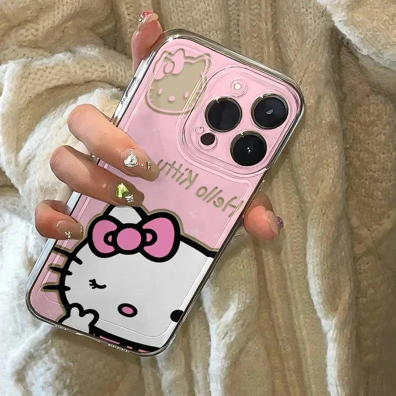 Cute Sanrio Biye's Hello Kitty Phone Case for IPhone 16 15 14 13 12 11 Pro Max 16E 7 8 14 Plus 13 Mini SE 2022 Cartoon Cover Y2K