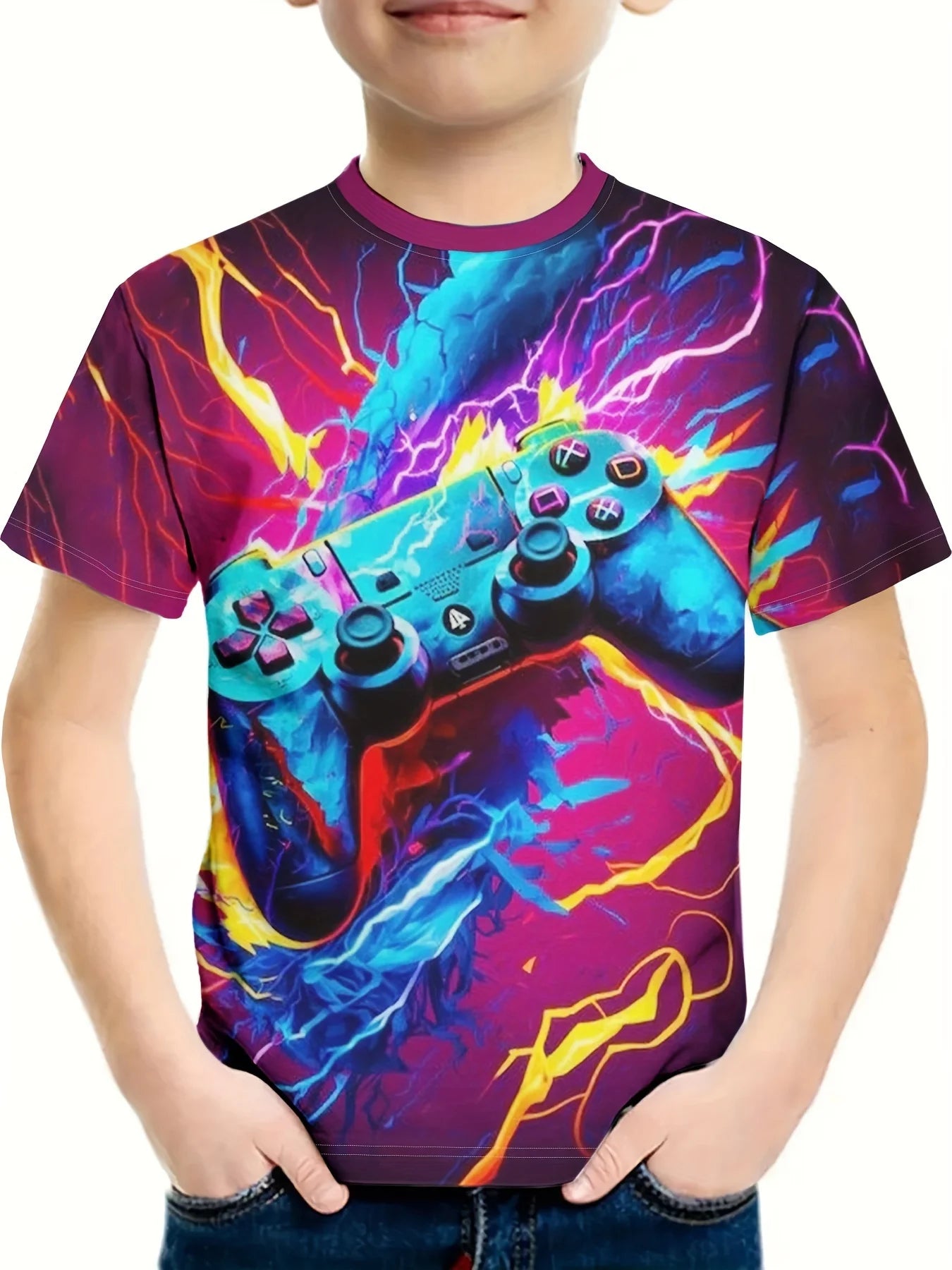 Child T-Shirt Children Top Shirts Cool Game 3D Print Short Sleeve Tee T-Shirt Korean Children's Clothes 2024 Kids Spring Clothes