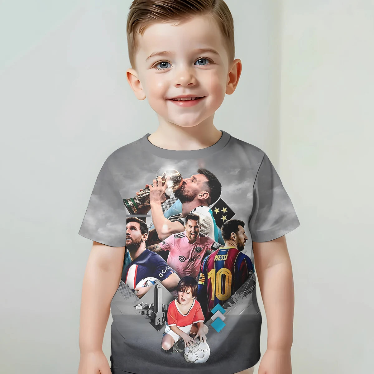 Print Baby Clothing 5 to 14 Years Male Outdoor Clothes for Football Star NO 10 M-MessiS Children Boy Girl Child T-Shirt Top