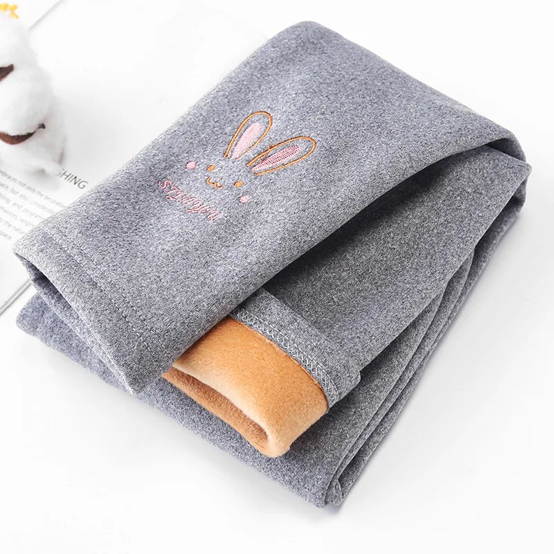 Girls Leggings Autumn Winter Thick Warm Plus Cute Fond Rabbit Children Kids Baby Bottom Part Pants