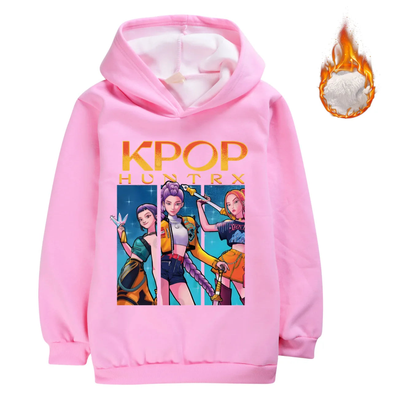 KPop Demon Hunters Huntrix Clothes Kids Hoodies Baby Girls Winter Warm Zipper Jacket Boys Thicken Fleece Coats Children's Parkas