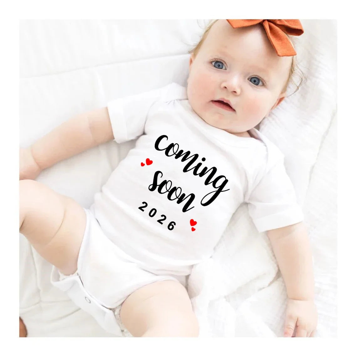 Coming Soon 2026 Baby Announcement Clothes Cotton Newborn Baby Bodysuits Summer Boys Girls Romper Body Pregnancy Reveal Clothes