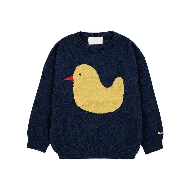 2025 Children's Autumn/Winter INS Style Girls' Cartoon Color Blocked Pullover Vest Cardigan Boys' Single Breasted Knint Sweater
