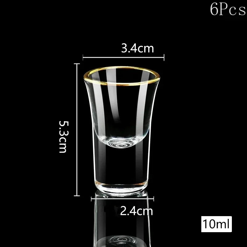6Pcs Crystal Vodka Shot Glass 0.5oz Mini Size Gold Leaf Wine Glasses Spirits Japanese Sake Korean Soju Brandy Shot Cup