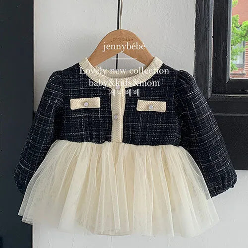 2024 New Spring 0-24M Children Clothes Korean Style Climbing Suit Long Sleeved Cotton Lace Splicing Toddler Baby Girl Romper