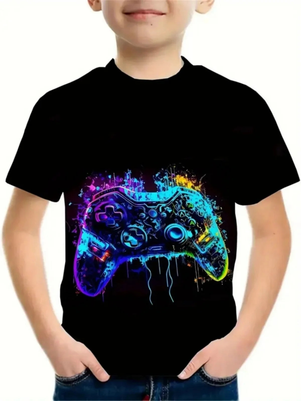 Casual Game Pattern Children's T-Shirt Boy Tops Baby Summer Short Sleeve Clothes Kids 3-12 Years Tees Novelty Children T-Shirt