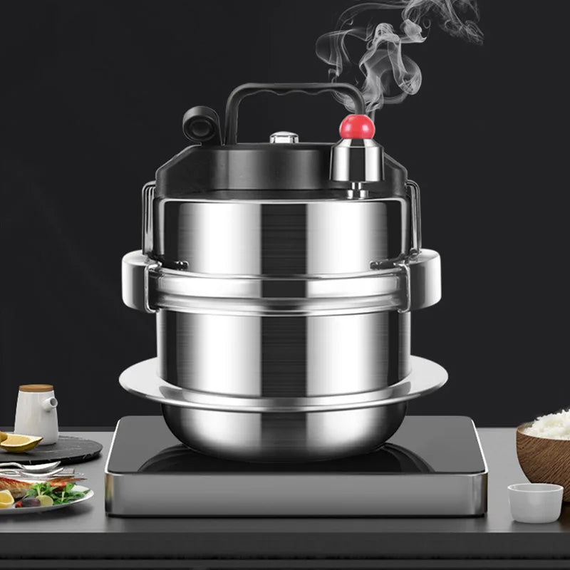 Outdoor Camping Mini Pressure Pot 0.8L-1.6L Stainless Steel Upgraded Household Gas Induction Cooker Cooking Pressure Pot