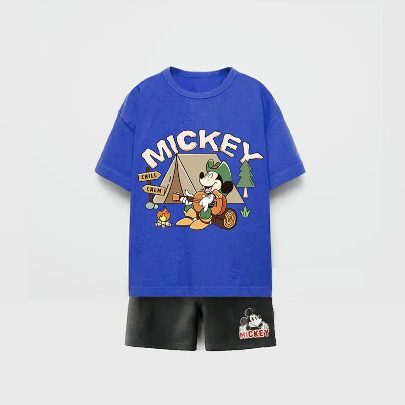 Trendy Outfits 2025 Summer Child Clothing Cute TShirt Black Shorts New Printed Tops +Shorts Boys Short Sleeve Suit Outer Wear