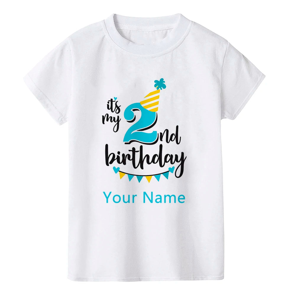 Boy Birthday Number Name Cartoon T Shirt Number 1 2 3 4 5 6 7 8 9 Graphic Kids Clothes Children Birthday T-shirts Funny Gift