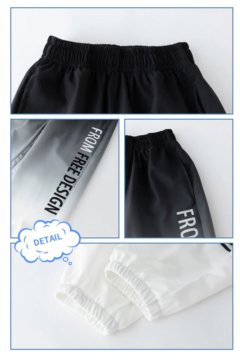 2025 summer Teenager Boys Clothes Casual Outfit Kids Gradient Tracksuit Child t shirt + ankle tie pant 4 5 6 7 8 9 10 12 Year