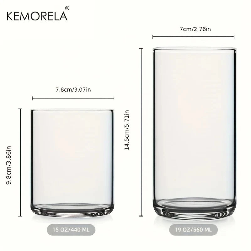 1/4Pcs Transparent glass Cups Juice Water Milk Drink Beer Mug Round And Long Design Suitable For Family Gathering Parties