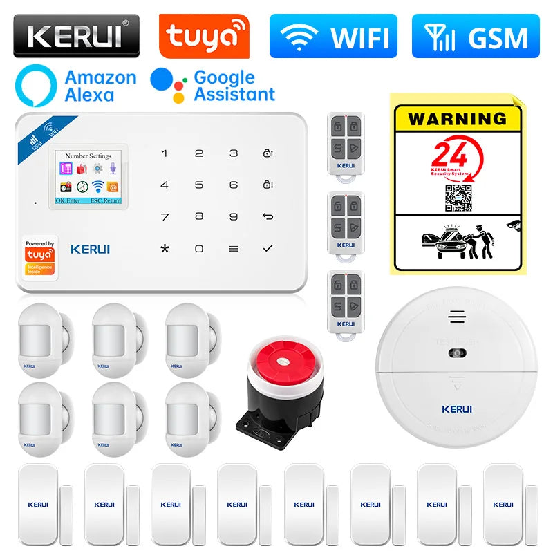 KERUI 2G WIFI GSM Alarm Security System  W181 Wireless Home Alarm Tuya Smart Burglar Alarm for House Protection Motion Sensor