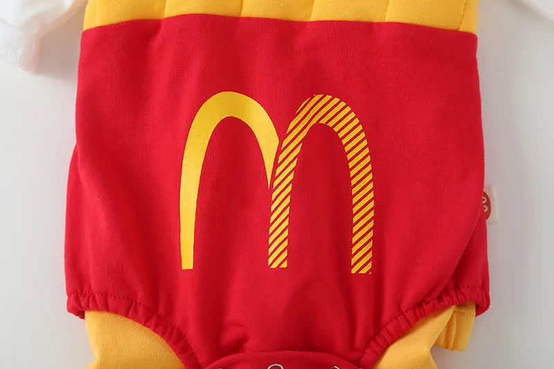 0-3T Ins Baby Romper with Hat Boys Girls French Fries Onesie M Cartoon Newborn Infants Cotton Clothes Baby's Photography Outfit