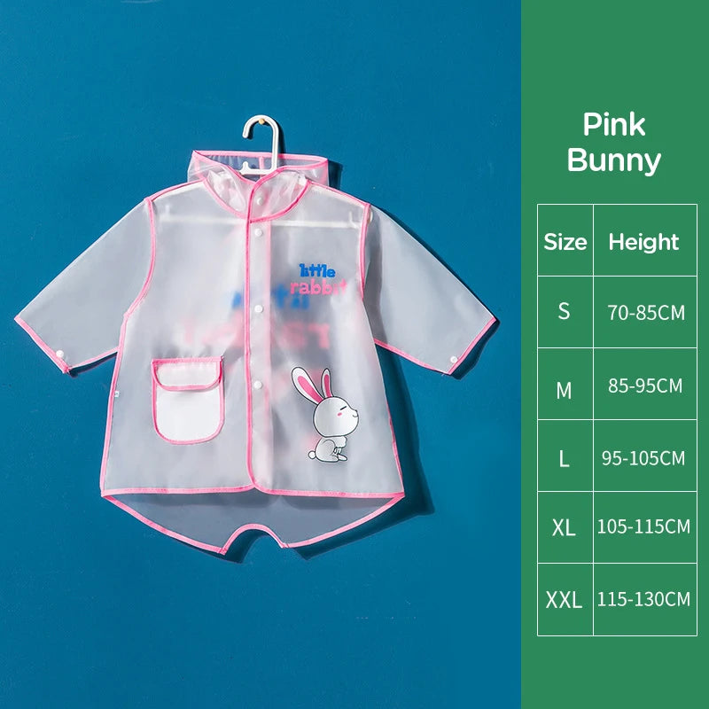 Children's Raincoat, Boys and Girls Transparent Poncho, Waterproof Kindergarten Rainwear, Kids' EVA Raincoat with Storage Bag