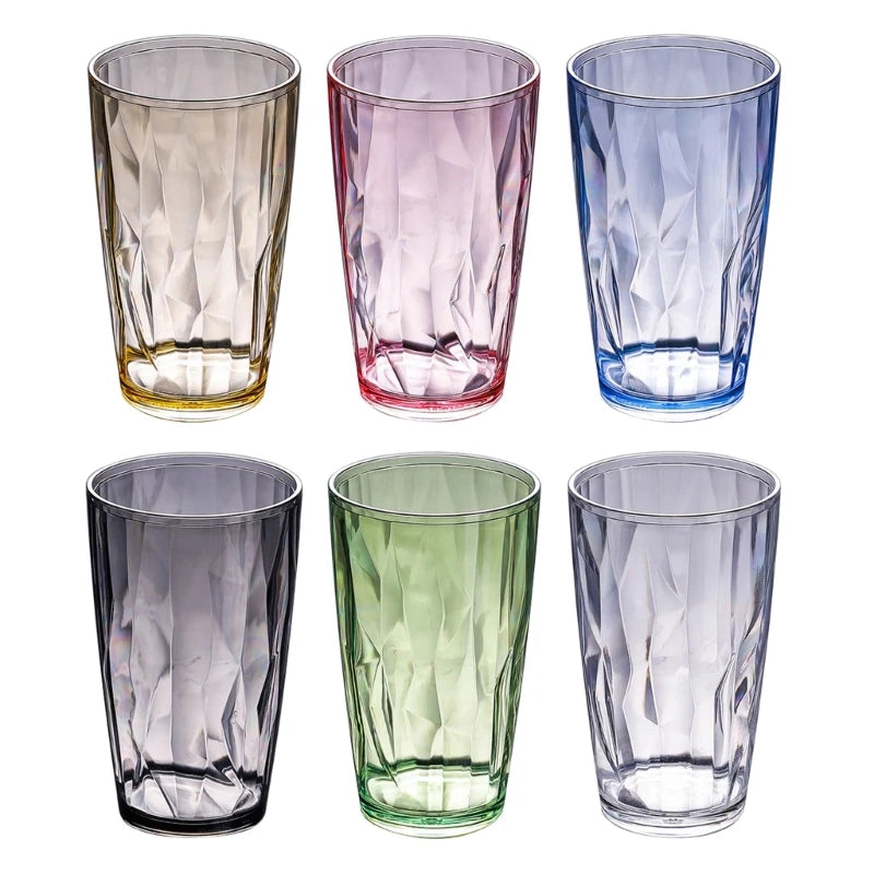Y1UD Shatterproof Acrylic Water Tumblers 490ml Unbreakable Drinking Glasses Reusable Beer Champagne Cup Dishwasher Safe