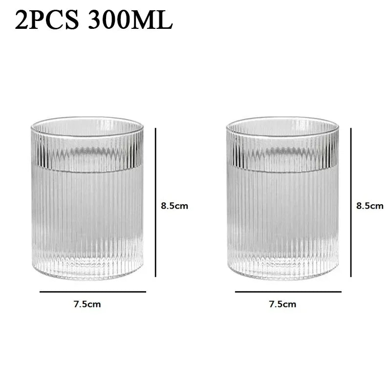 1/2/4/6pcs Vertical Pattern Cup Creative Japanese Glass Wine Juice Drink Coffee Handmade Clear Drinkware Shot Glasses Whiskey