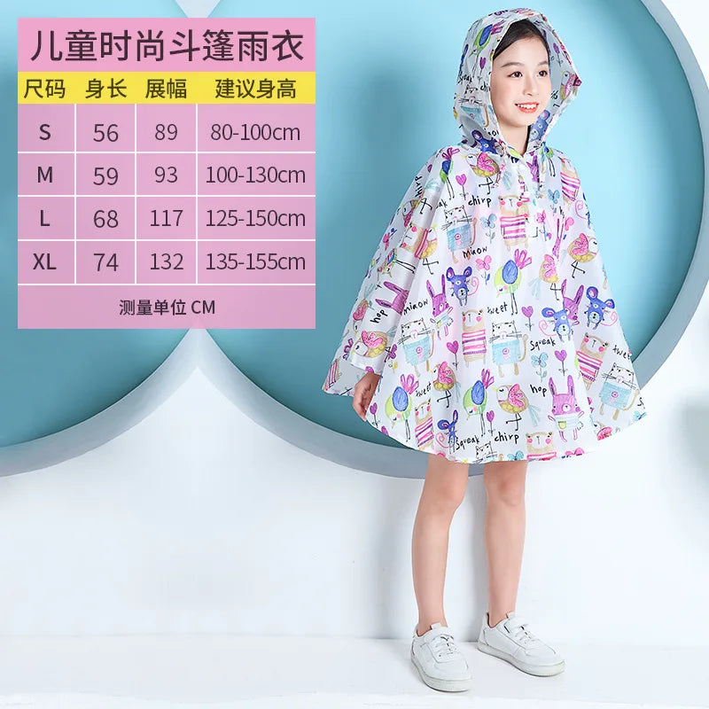 Fashion Endorsement Bag Children's Large Cape Raincoat Student Baby Water Jacket Outdoor Rainproof Poncho Thin