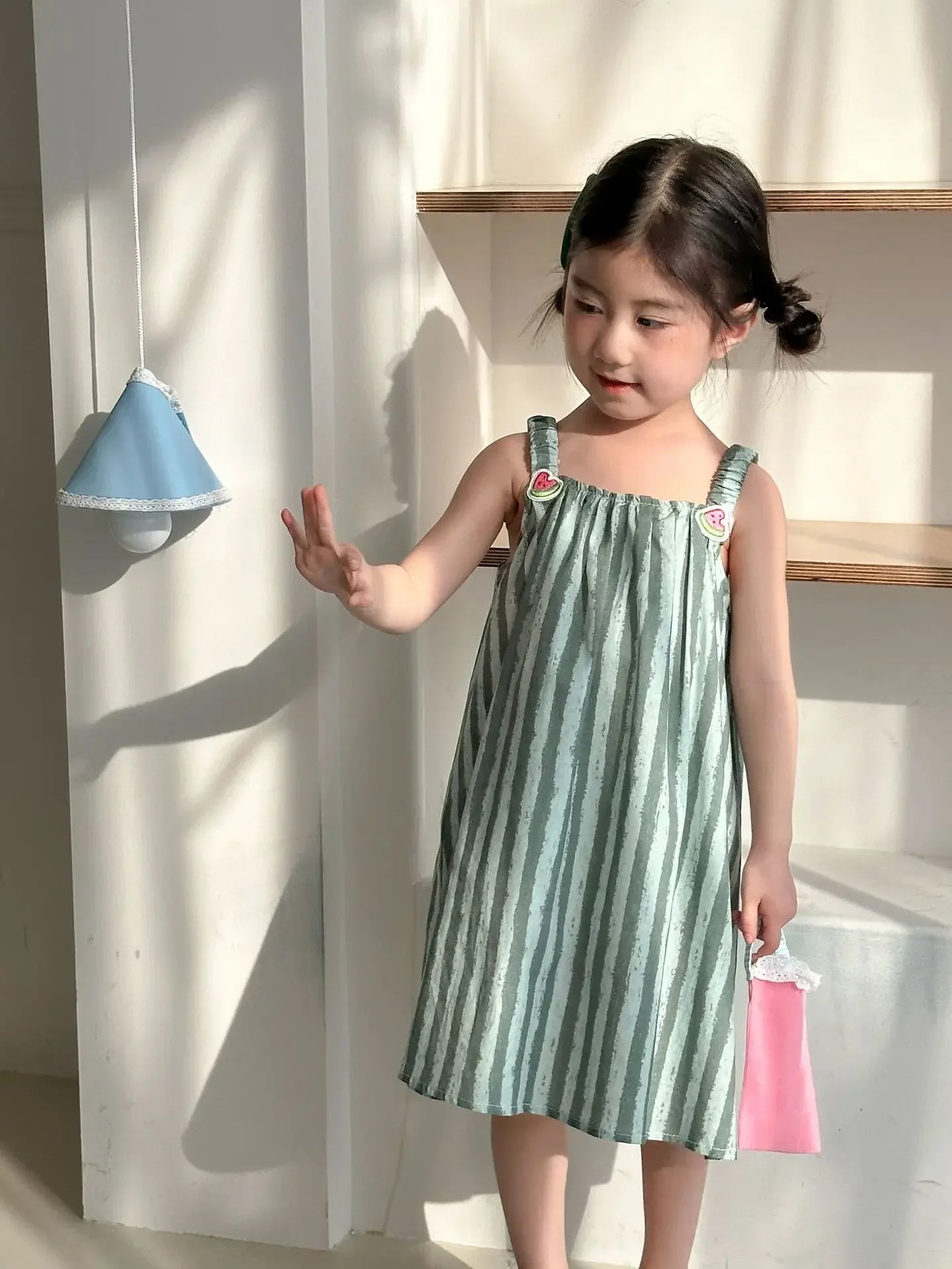 Children Clothes 2025 Summer New Cotton Stripe Baby Girl Suspender Dress Or Boy's Suit Brother And Sister Clothes
