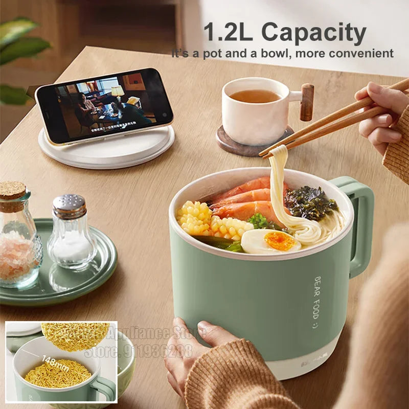 Bear 1.2L Electric Mini Rice Cooker Multifunctional Ceramic Glazed Nonstick Pan Portable Multicooker Appliances for Kitchen 220V