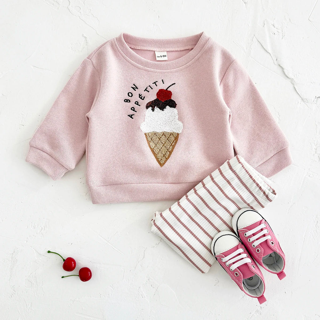2025 Toddler Girl Clothes Infant Outfit Sets Autumn Long Sleeve 2Pcs Pink Baby Kids Children Clothes Spring Top Pants Sweatshirt