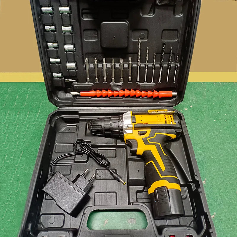 Lithium Electric Drill, Electric Screwdriver, Hand Electric Drill, Electric Tool Set, Multifunctional Accessory Box Packaging