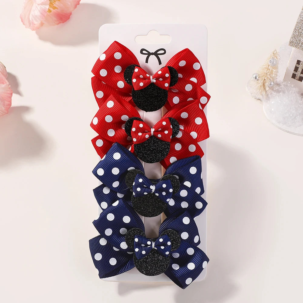4Pcs/lot Baby Girl Lovely Polka Dot Bow Hair Clips for Hair kids Cartoon Hairpins Boutique Dress Hair Accessories Gift Set