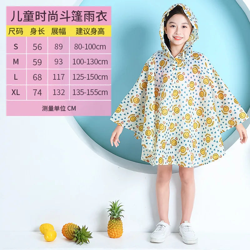 Fashion Endorsement Bag Children's Large Cape Raincoat Student Baby Water Jacket Outdoor Rainproof Poncho Thin