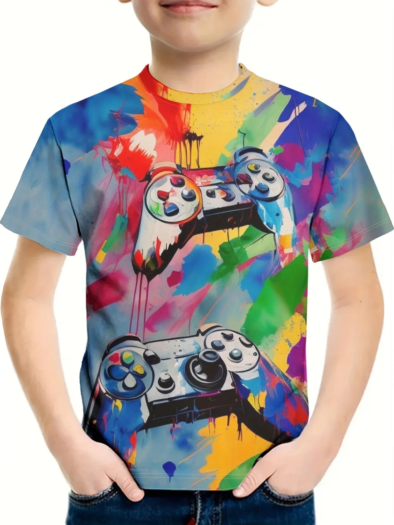 Child T-Shirt Children Top Shirts Cool Game 3D Print Short Sleeve Tee T-Shirt Korean Children's Clothes 2024 Kids Spring Clothes